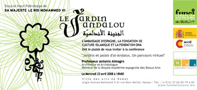Invitación Conferencia en Marruecos sobre jardines y palacios andalusíes