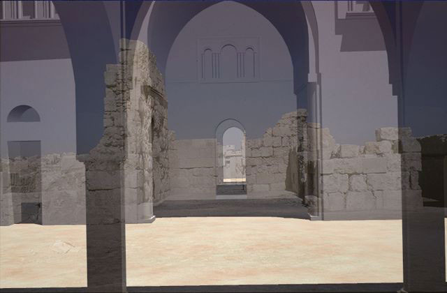 Reconstrucción infográfica del Palacio Omeya de Amman (Jordania) sobre los restos arqueológicos