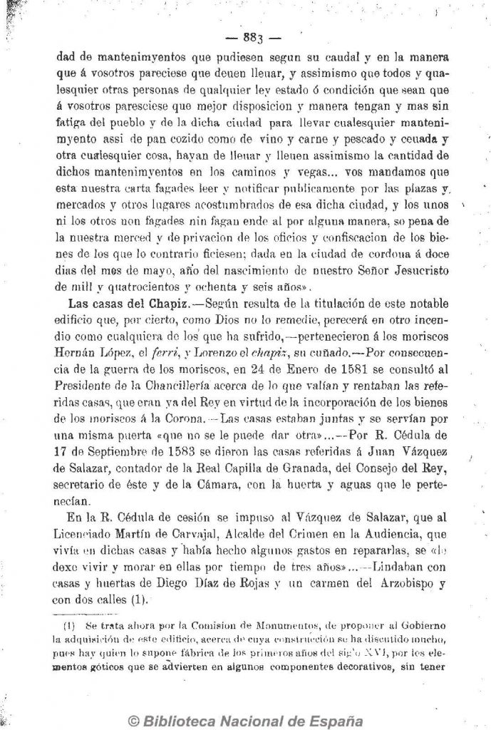 Algunas notas de historia sobre la Casa del Chapiz
