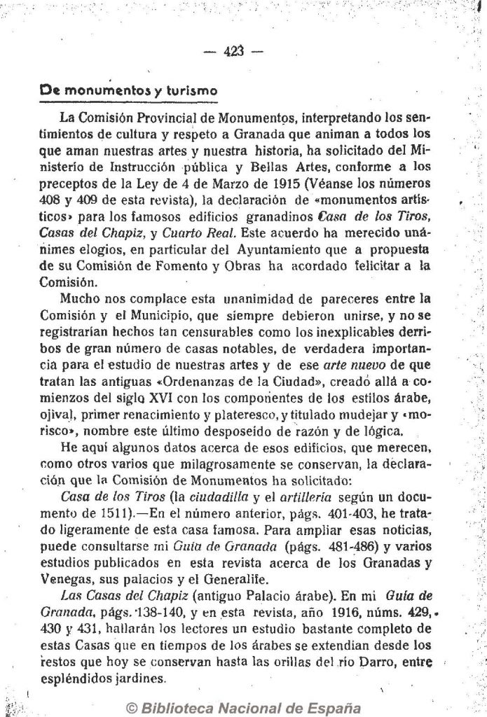 Satisfacción por la solicitud de declaración de monumentos artísticos para la Casa de los Tiros, la Casa del Chapiz y el Cuarto Real