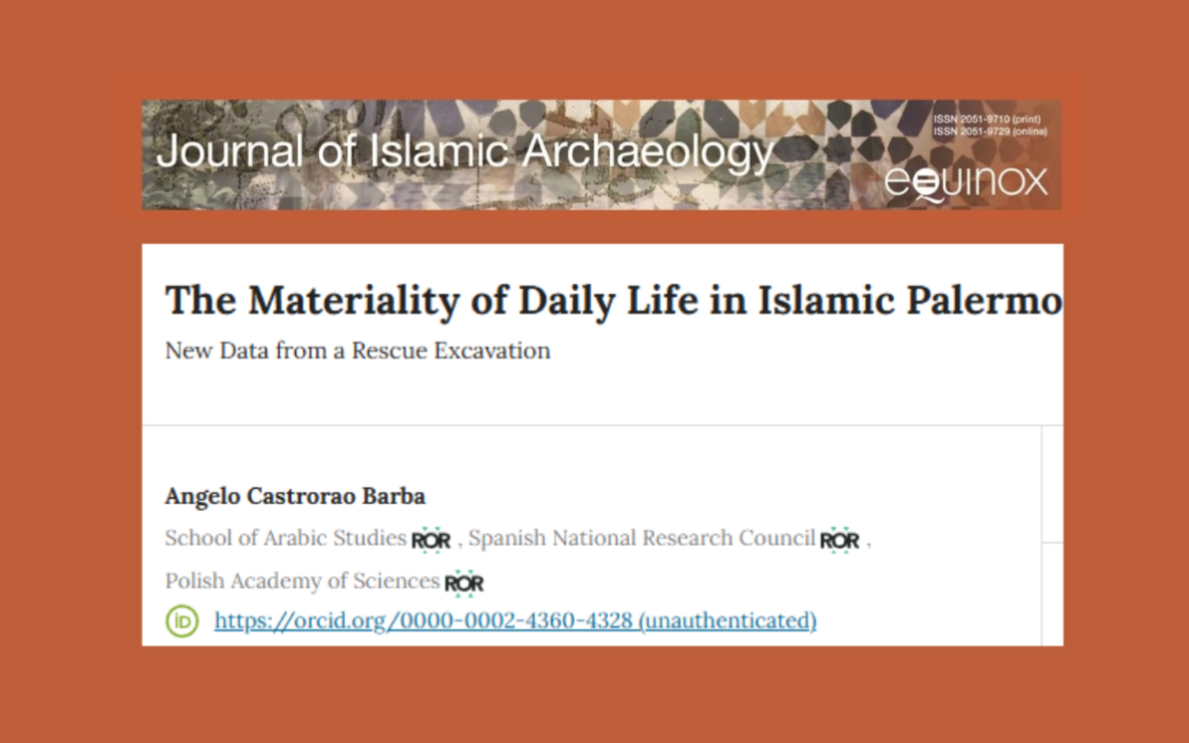 Artículo de Angelo Castrorao Barba et al. en «Journal of Islamic Archaeology»
